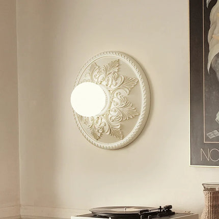 Applique murale ronde haut de gamme en verre blanc rétro — LZ4X9T