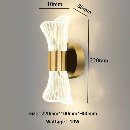 Applique murale LED design moderne en acrylique or et noir pour chambre et couloir — LZ4X9P2