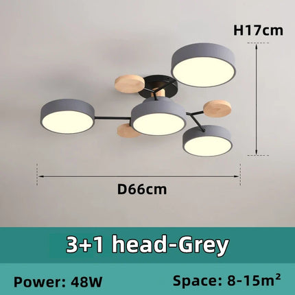 Lustre LED en bois style nordique pour plusieurs pièces — LZ4X9T