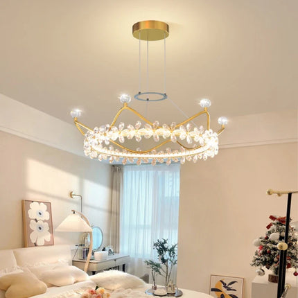 Lustre en cristal avec couronne dorée et étoile pour décoration enfant — LZ4X9P2