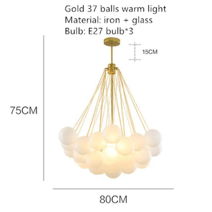 Lustre moderne en métal avec globe en verre et bulles décoratives — LZ4QJ7M