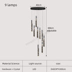9 lampes / Noir / Lumière blanche