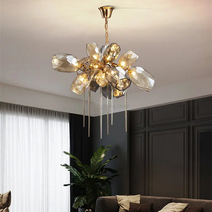 Lustre moderne en acier inoxydable avec cristal et LED intégrée — LZ4P9XQ
