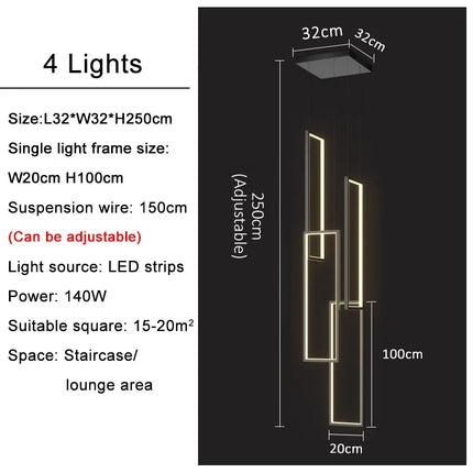 Lustre LED rectangulaire grand modèle finition or noir pour intérieur — LZ4P9XJ