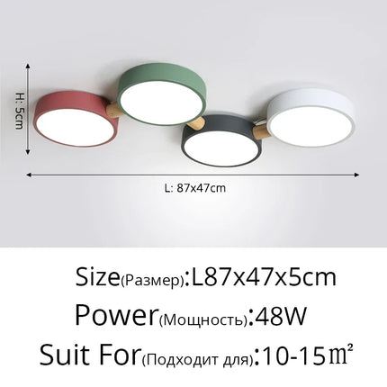 Plafonnier créatif macaron en bois LED multicolore pour intérieur — LZ4X9T2