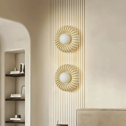 Applique murale ronde haut de gamme en verre blanc rétro — LZ4X9P2