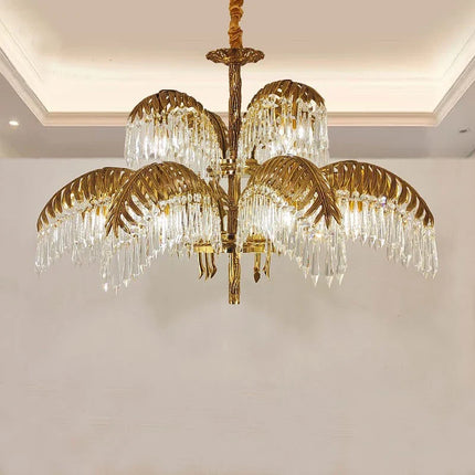 Lustre en cuivre orné de cristal pour décoration rétro élégante — LZ4X9J