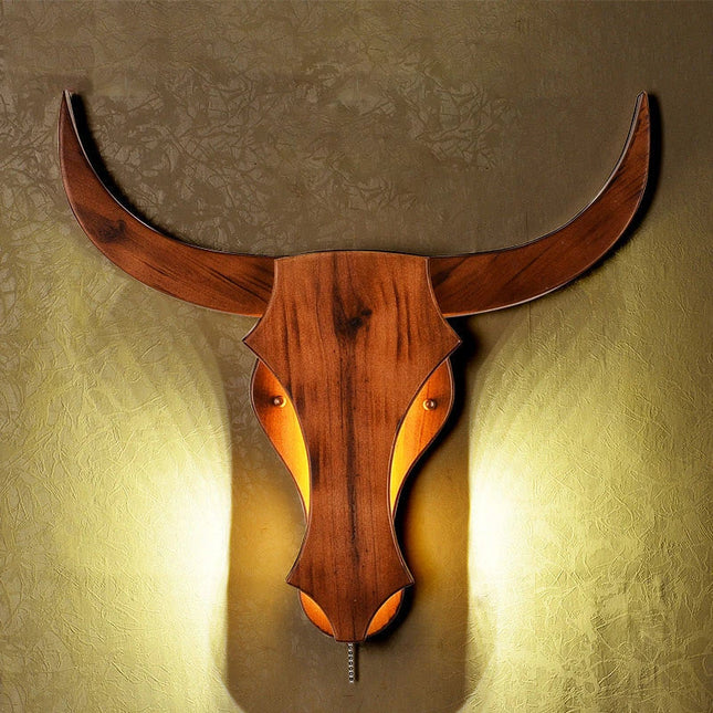 Applique murale LED en bois design animal vache vintage moderne — LZ4X9T2