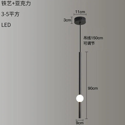 Lustre suspension à barre longue avec éclairage LED intégré — LZ4P9X