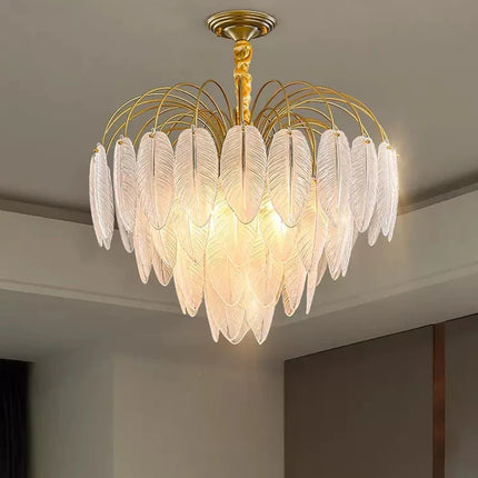 Lustre suspension LED nordique en verre plume décoratif — LZ4P9X