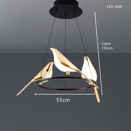Lustre suspension oiseau doré style nordique pour intérieur — LZ4X9P2