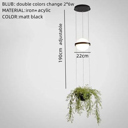 Lustre moderne DIY LED avec pot de fleurs pour jardin céleste — LZ4P9XQ