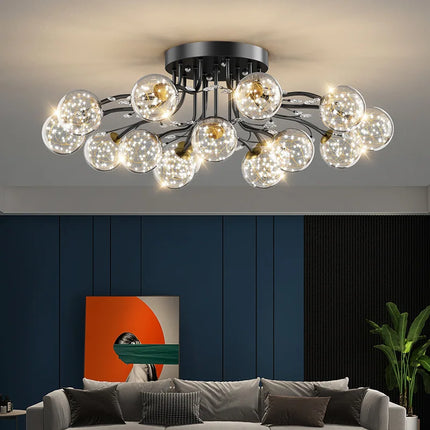 Lustre suspension boule en verre doré style nordique — LZ4X9P2