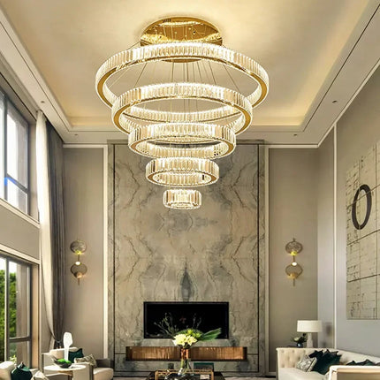 Lustre moderne en cristal avec anneau décoratif pour intérieur — LZ4N7Q2