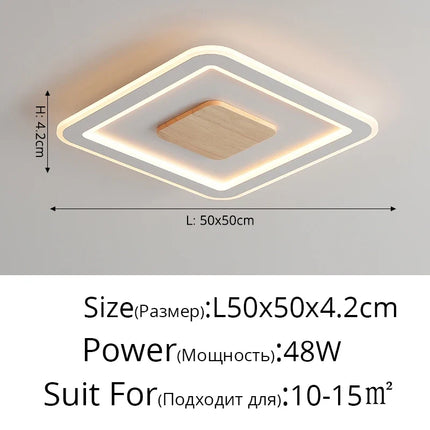 Plafonnier LED ultra-mince en bois massif style nordique moderne 2022 — LZ4X9P7Q