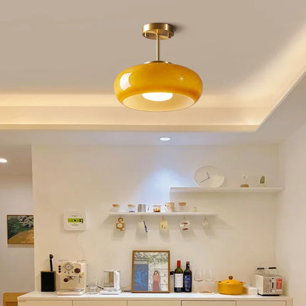Plafonnier LED moderne style nordique cuivre et verre pour salon — LZ4X9T1