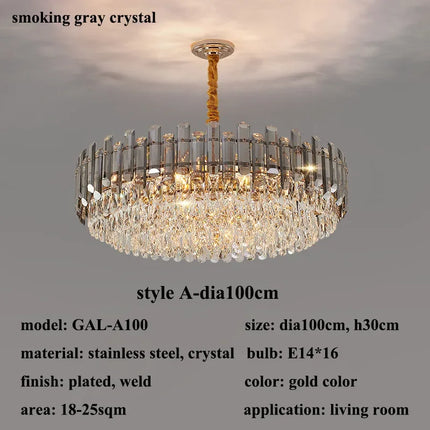lustre de luxe moderne en cristal transparent pour décoration intérieure