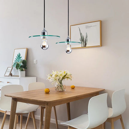 Lustre suspension en verre ovni rétro minimaliste pour café — LZ4QX9