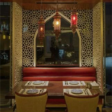 Lustre industriel rétro en fer avec verre coloré pour établissements asiatiques — LZ7XQ2