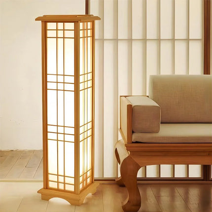 Lampadaire japonais en bois massif pour intérieur lumineux — LZ4X9T2