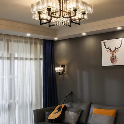 lustre dimmable en cristal pour un éclairage élégant