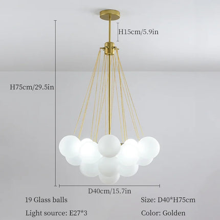 Lustre moderne en verre à bulles blanches pour décoration intérieure — LZ4X9P2
