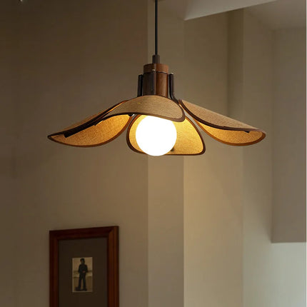 Suspension en bois et lin style sud-est asiatique avec fil réglable — LZ4XJ7