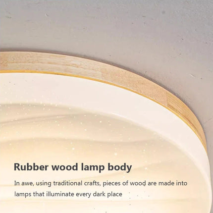 Plafonnier LED rond en bois style nordique décoratif intérieur — LZ7D9X