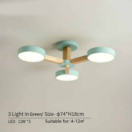 Suspension en bois moderne à 3, 6 ou 8 lumières LED pour salon et chambre — LZ4D9X