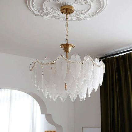 Plafonnier décoratif en verre et plumes pour intérieur — LZ4X9P
