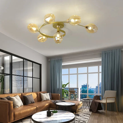 Lustre suspension nordique en spirale verre et fer — LZ4X9P2