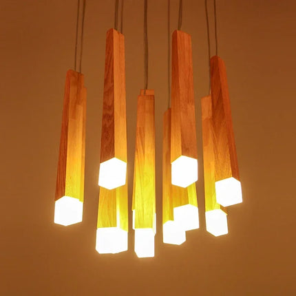 Lustre LED en bois style nordique pour décoration intérieure — LZ4X9T