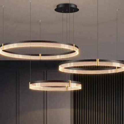 Lustre LED anneau moderne en acrylique avec cercle intérieur — LZ4X9M