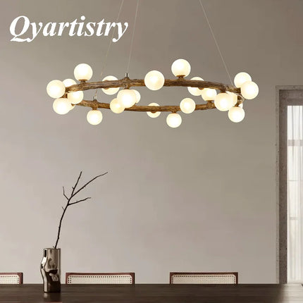 Lustre intérieur style wabi-sabi en bois artificiel — LZ4X9P2Q