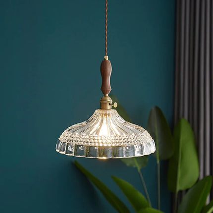 Suspension moderne en bois, verre et laiton — LZ4X9M2