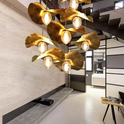 Lustre suspension nordique en cuivre forme feuille de lotus — LZ4Q7X9