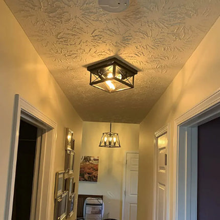 Plafonnier carré rétro en fer style américain pour intérieur — LZ4X9M2