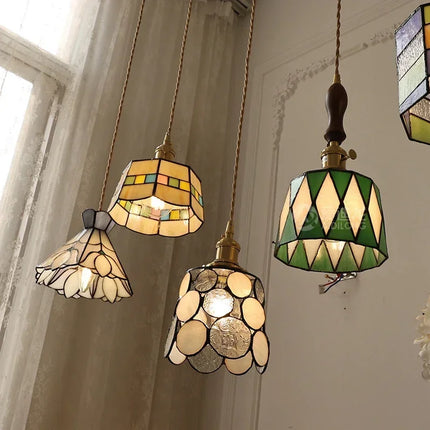 Lustre suspension en verre fait main style Tiffany pour intérieur — LZ4X9P