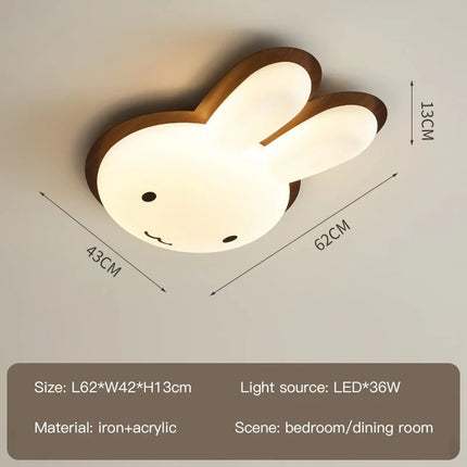 Lustre enfant design lapin en bois naturel — LZ4X9M