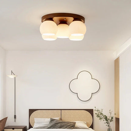 Lustre suspension nordique rondins bois massif style tatami japonais — LZ4X9P2