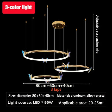 Lustre moderne en forme de papillon avec anneau doré décoratif — LZ7XQ2