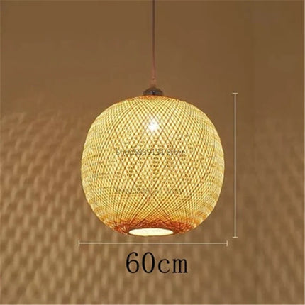 Lustre suspension LED nordique en bambou tissé à la main — LZ4XJ9