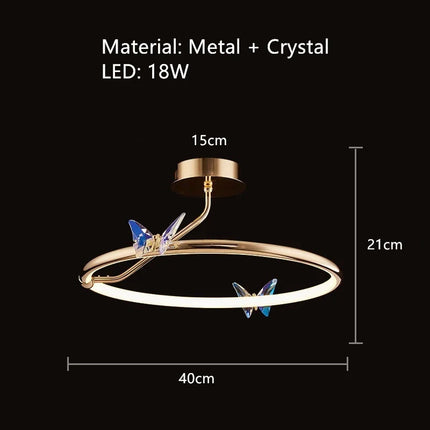 Lustre LED papillon avec anneau doré et cordon réglable — LZ4X9P