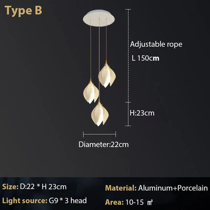 Lustre suspension en céramique motif magnolia — LZ4G7T9
