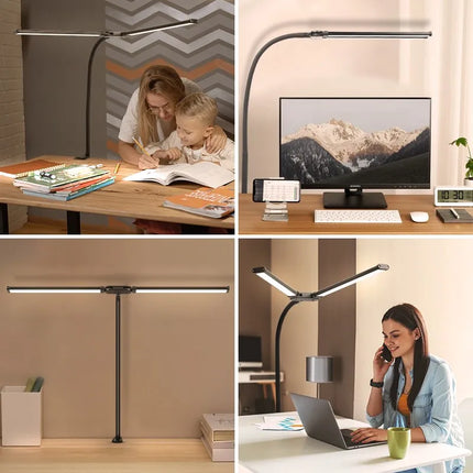 Lampe de bureau LED double tête réglable avec port USB — LZ4X9P2