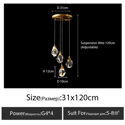 Lustre en cristal diamanté de luxe pour grand salon et escalier — LZ4X9P