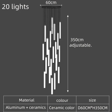 Lustre LED tube long spirale au design minimaliste moderne 2023 — LZ4X9M