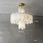 A diamètre 60 cm / Cadre argenté / Lumière chaude