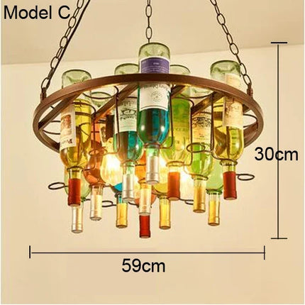 Lustre suspension vintage en verre bouteille pour bar et café E27 LED — LZ4X7M
