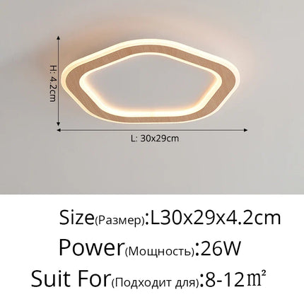 Plafonnier LED ultra-mince en bois massif style nordique moderne — LZ4X9P2Q